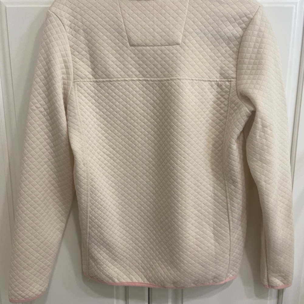 Jones & Co, cream and pink, button up, quilted pullover - Picture 2 of 5
